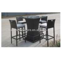 UV resistant rattan wicker bar sets night club bar furniture with ice bucket