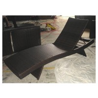 Black foldable chaise lounger UV resistant rattan wicker woven poolside Sun Loungers