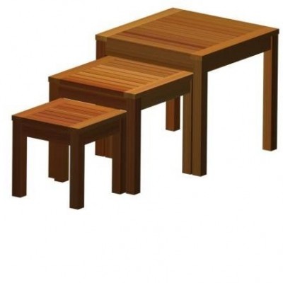 Set of 3 tables: Small  320x320x320mm, Medium 415x415x400mm and Large  510x510x480mm