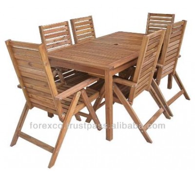 Set of wooden Rectangular Table and 6 Position Chairs