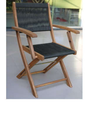 Wood rope folding arm chair, Oil finishing